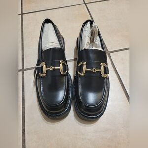 H&M Black Moccasins with Gold Accents